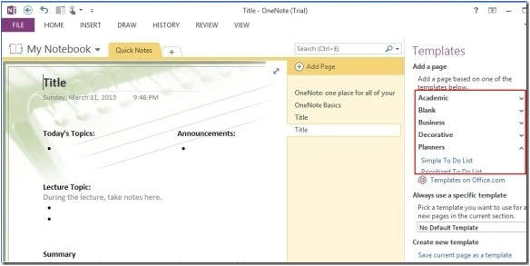 onenote 2013 templates make note taking easier across windows ios and android