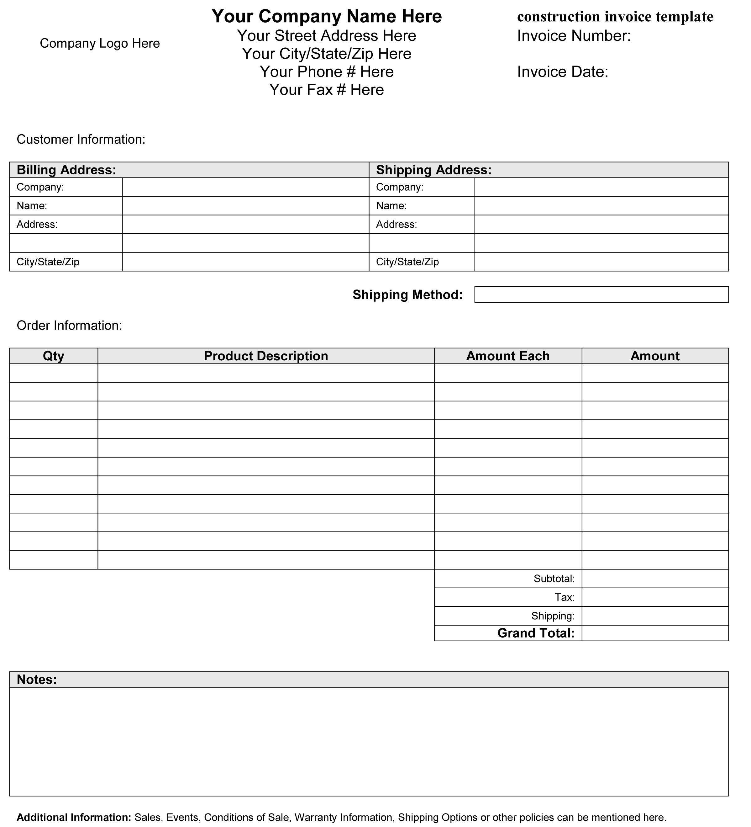 construction invoice template 1770