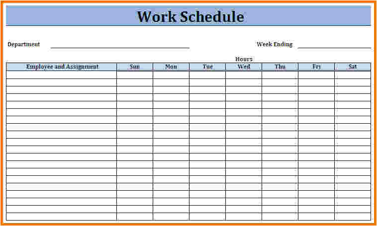 work schedule template weekly schedule template