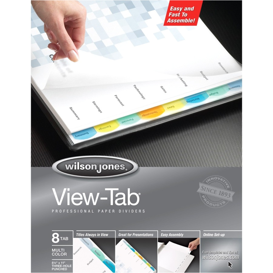 Templates Wilson Jones 8 Tabs Wilson Jones View Tab Paper Dividers Wlj55965