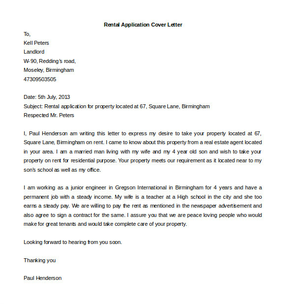 Tenancy Application Cover Letter 54 Free Cover Letter Templates Pdf Doc Free