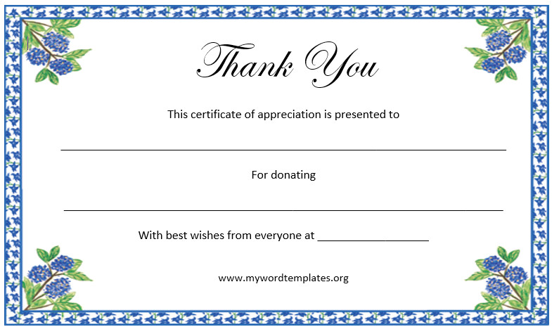 Thank You Certificate Templates for Word Thank You Certificate Template Microsoft Word Templates