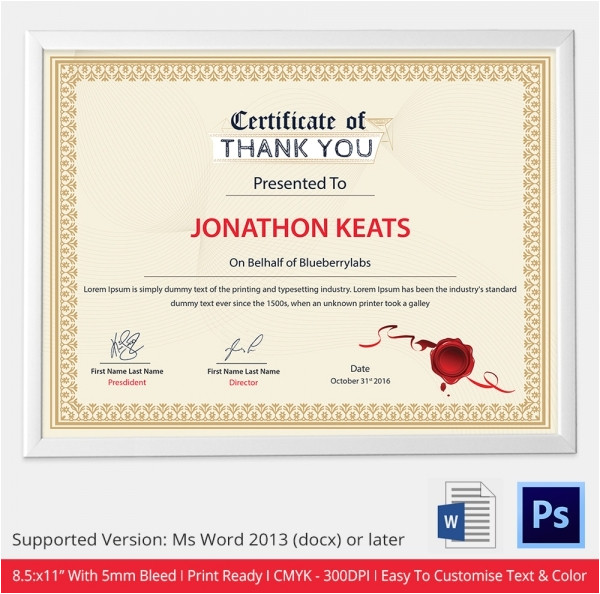 word certificate templates