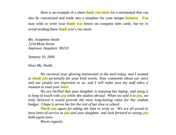marketing business thank you letter sample