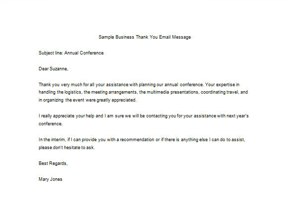 Thank You for Your Business Email Template Sample Business Thank You Letter 11 Free Sample