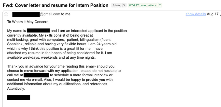 worst cover letters 2011 10