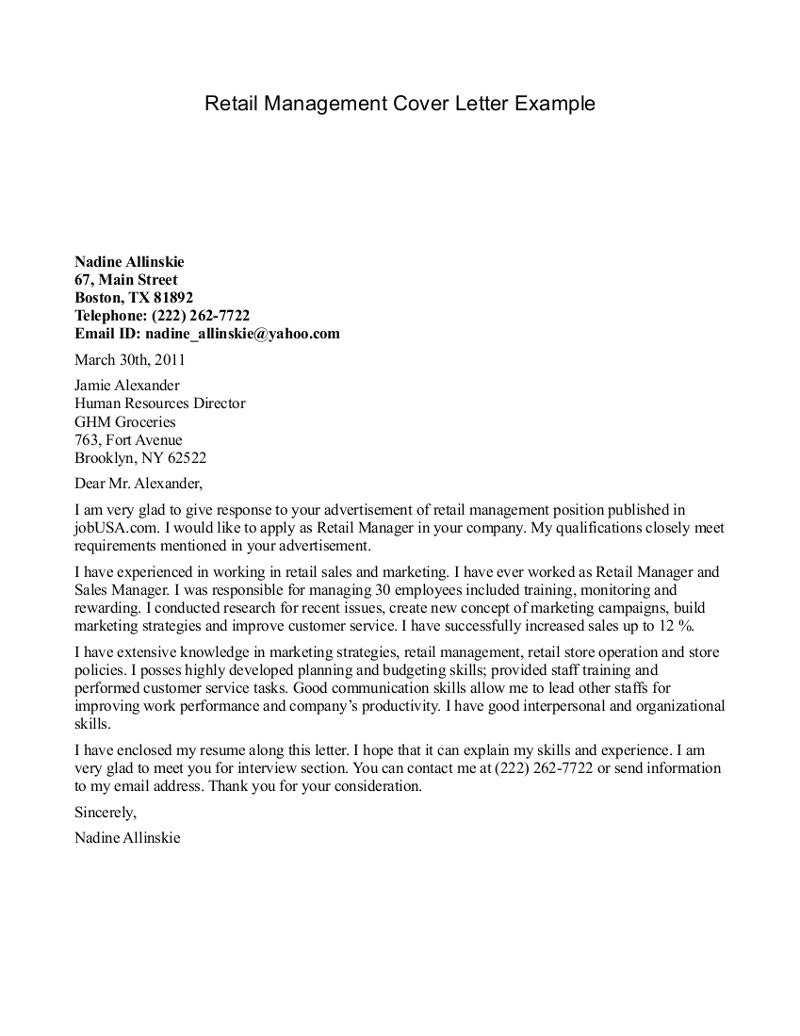 The Perfect Cover Letter Uk Retail Management Cover Letters Retail Manager Cover