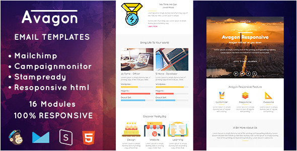 themeforest avagon responsive email templates