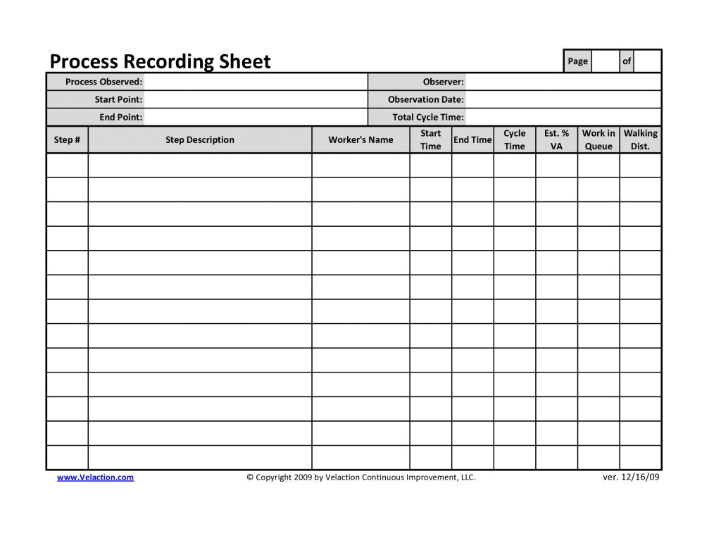 process recording sheet