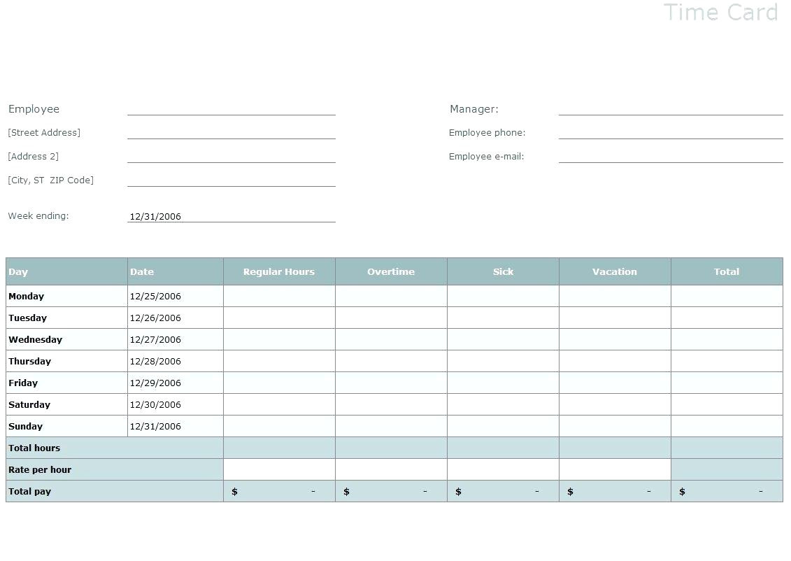 time recording sheet template