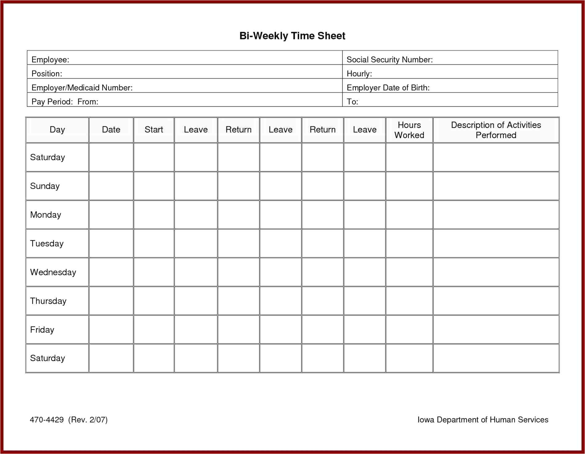 time recording sheet template