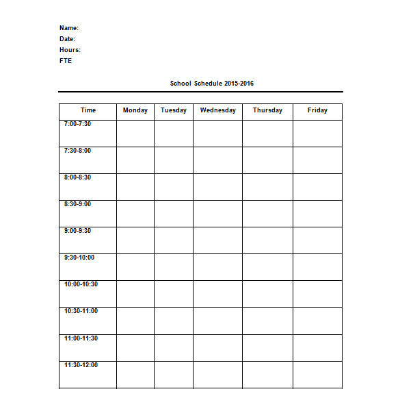 Timetable Templates for Teachers 10 Teacher Schedule Templates Doc Excel Pdf Free