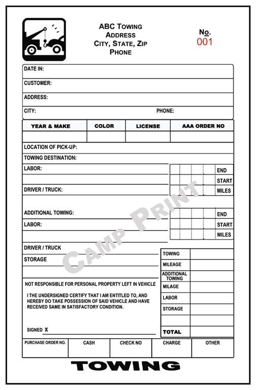 tow invoice template
