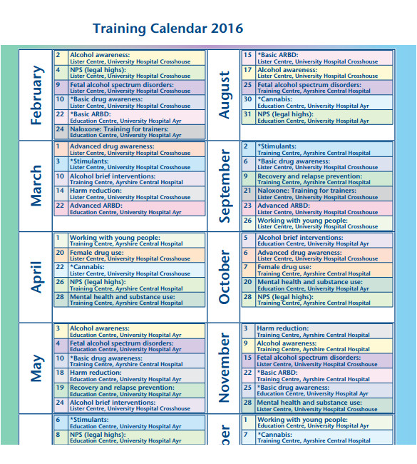 training calendar template