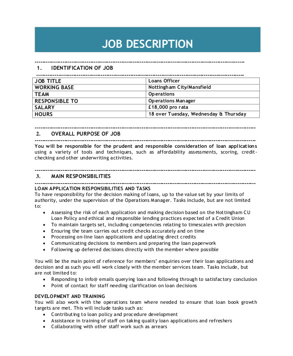 loan officer job description