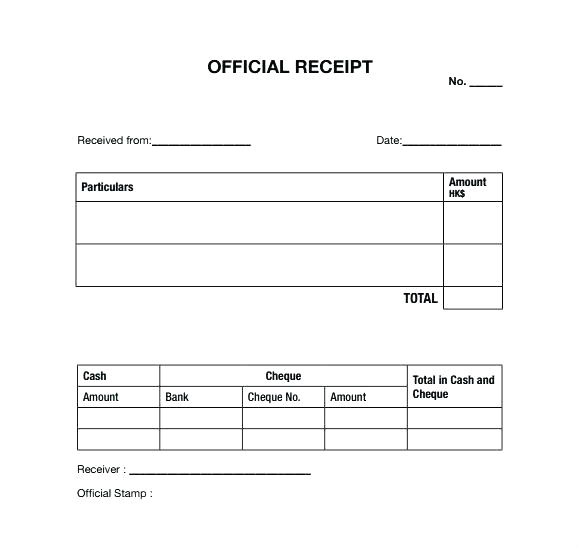 electronic receipt template