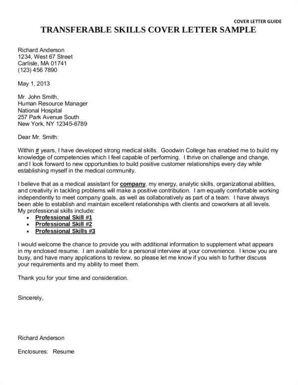 Transferable Skills Cover Letter Sample Sample Career Change Cover Letter Sample Templates