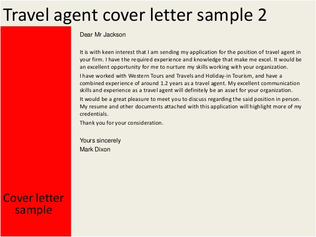 travel agent cover letter