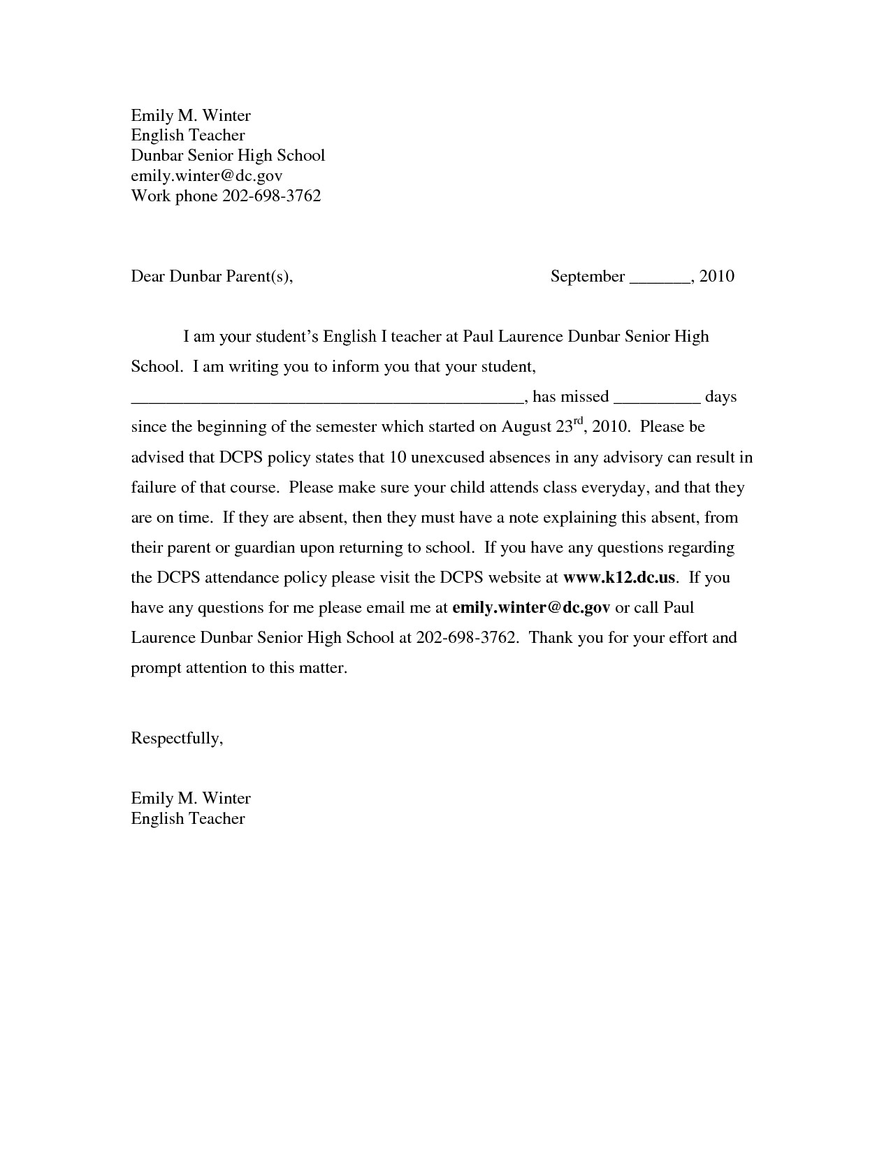 post school attendance letter template 12103