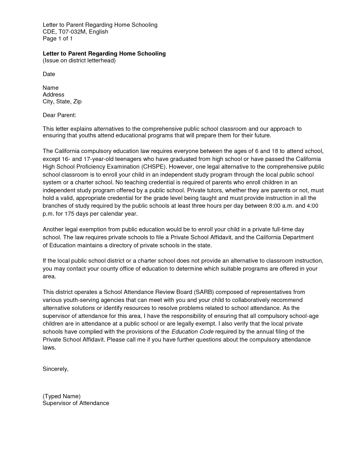Truancy Letter Template 10 Best Images Of School attendance Letter Template
