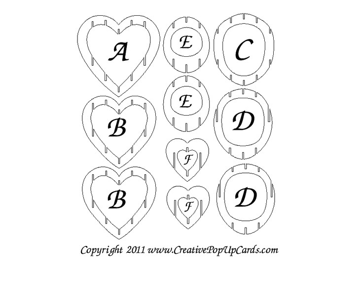 twisting hearts pop up card template