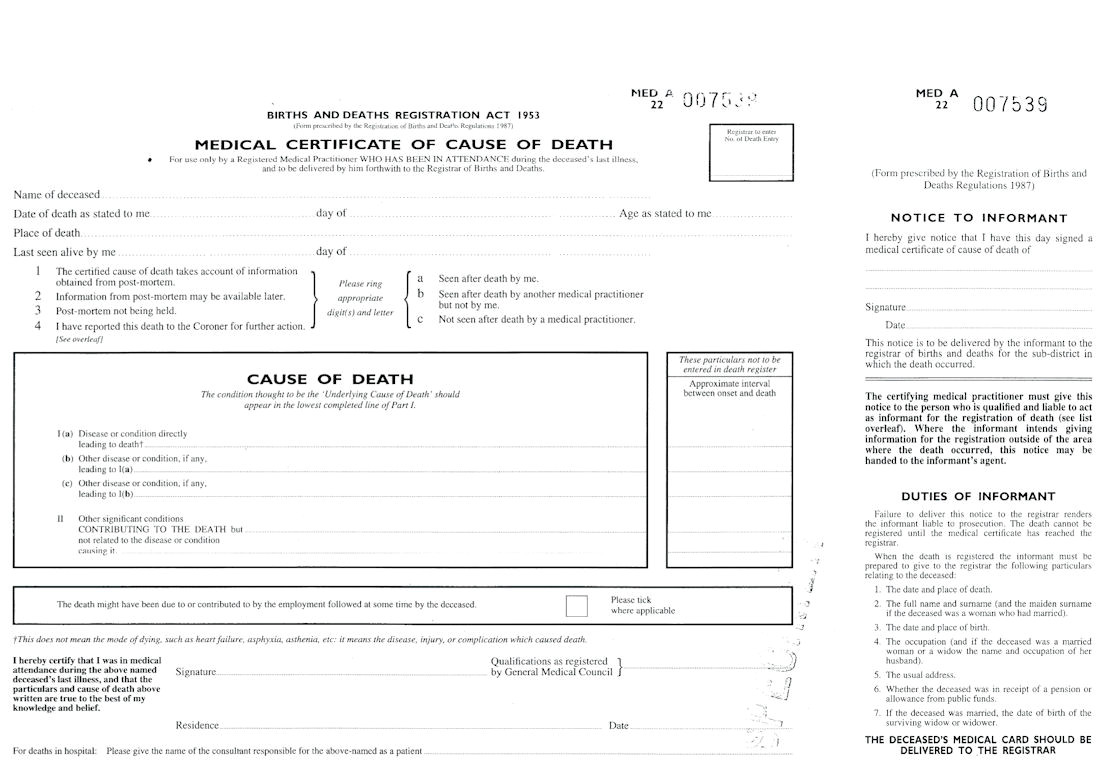 death certificate uk 1735