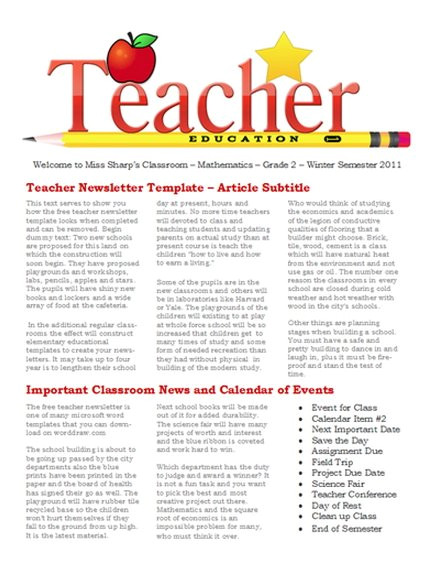 University Newsletter Templates 15 Free Microsoft Word Newsletter Templates for Teachers