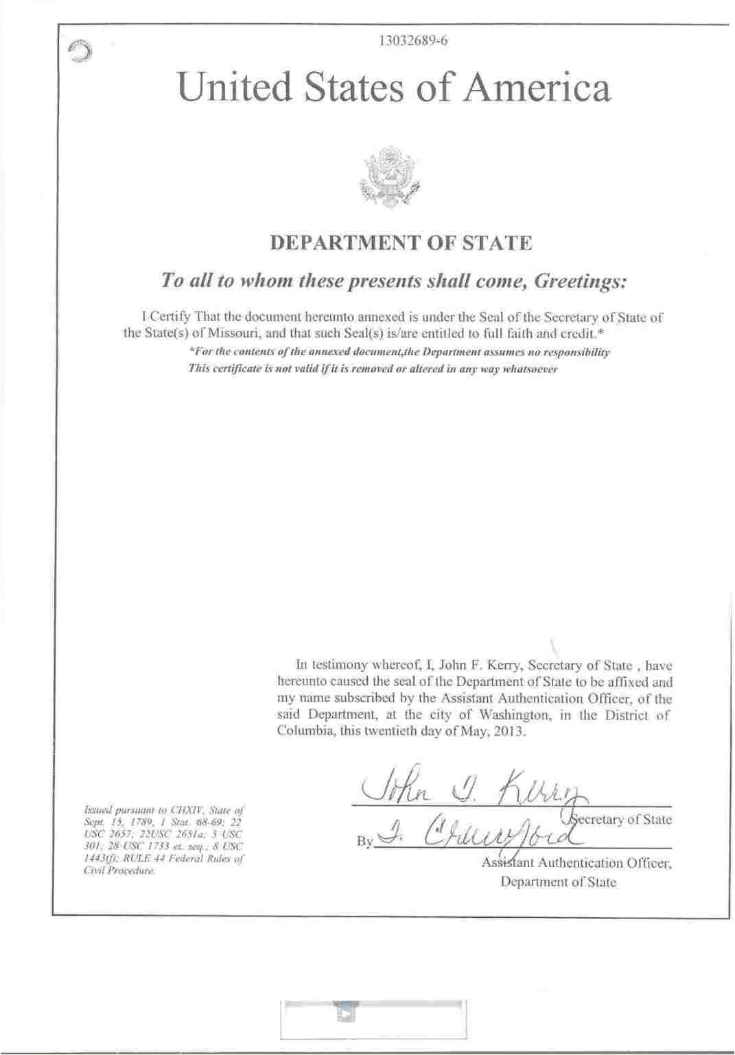 state department authentication cover letter