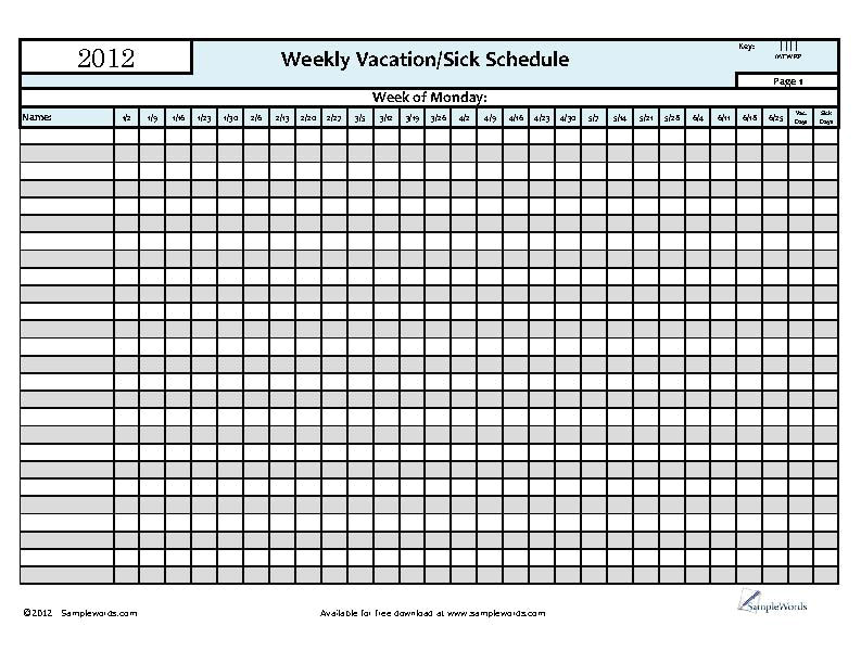 post printable vacation schedule 257763