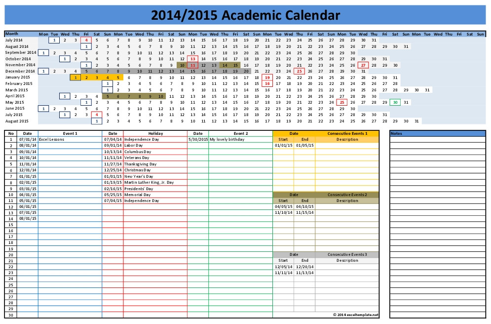 employee vacation calendar template 2015