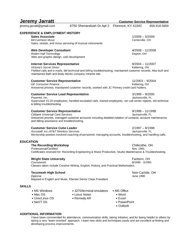professional universal service representative resume example templates and samples