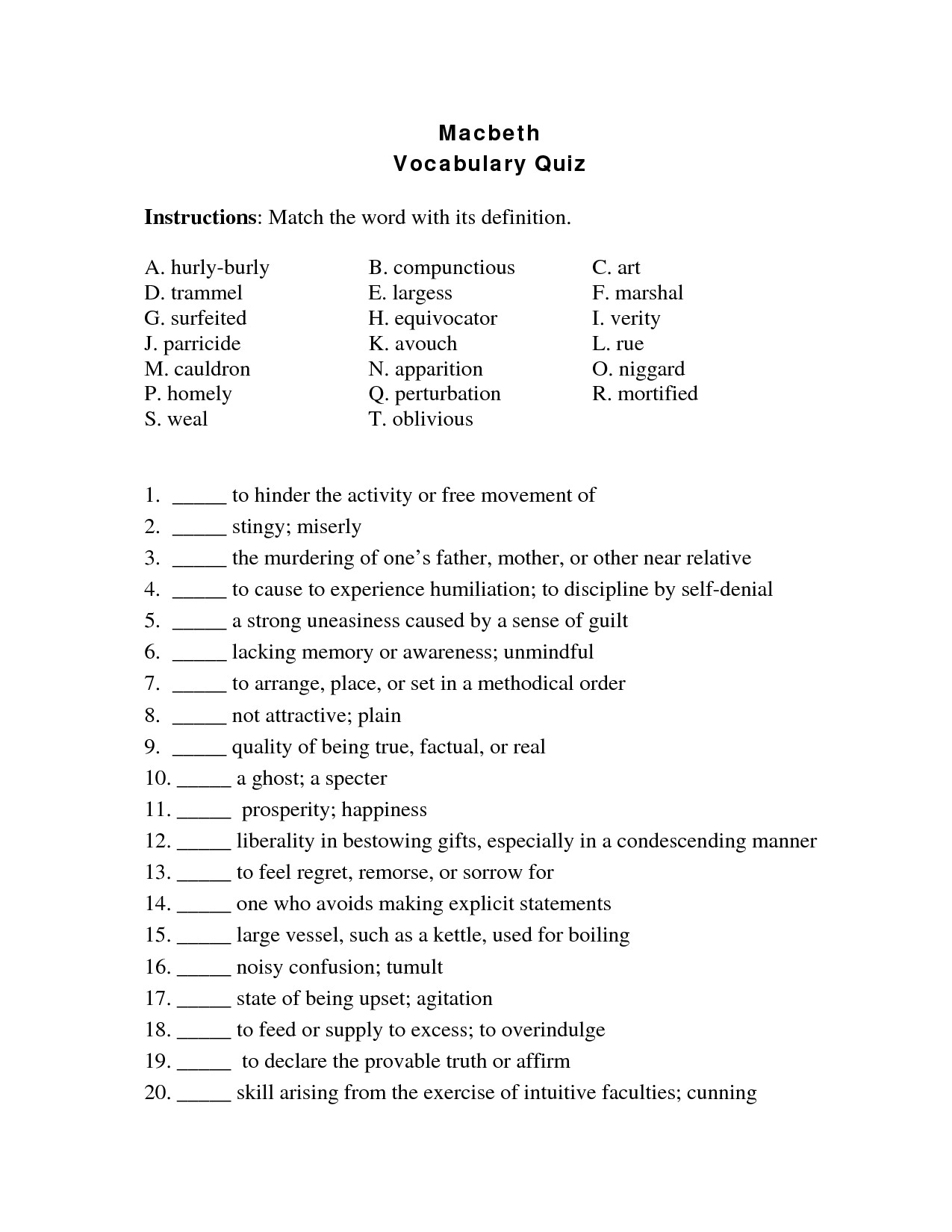 post vocabulary matching worksheet template 183975