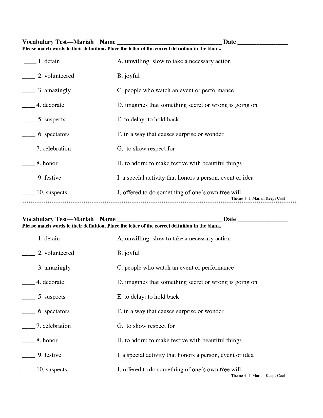 post vocabulary matching worksheet template 183975