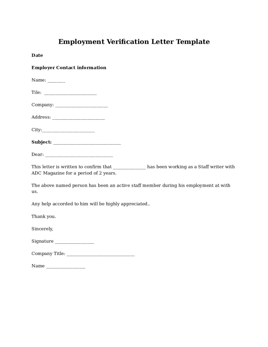proof of employment letter