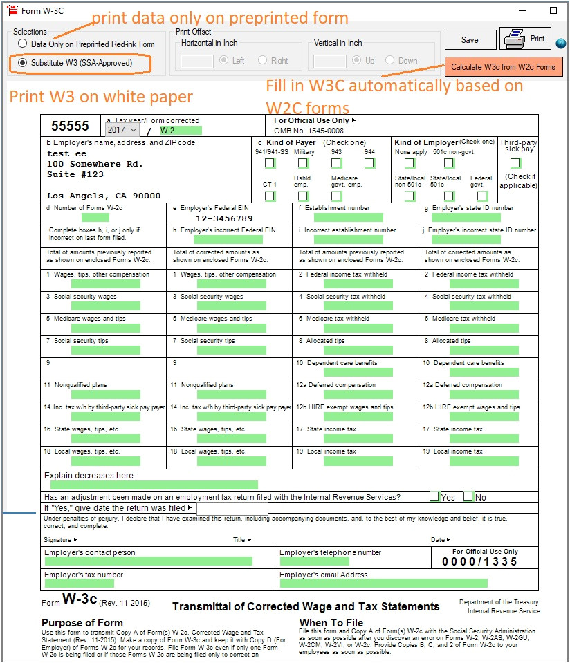 how to fill out file w3c irs form