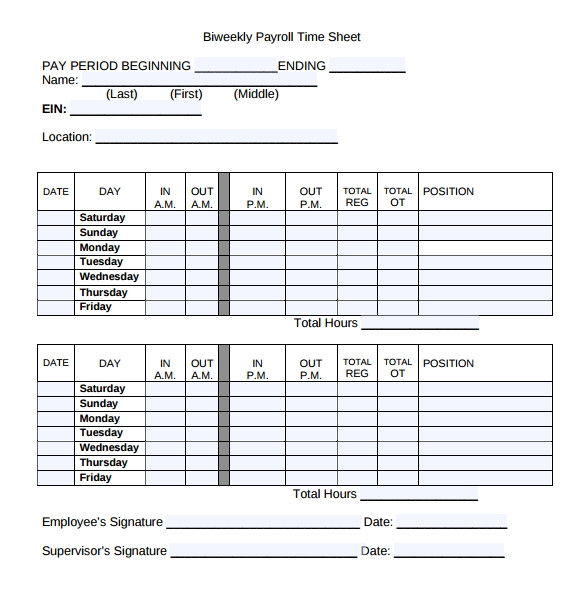 sample payroll timesheet