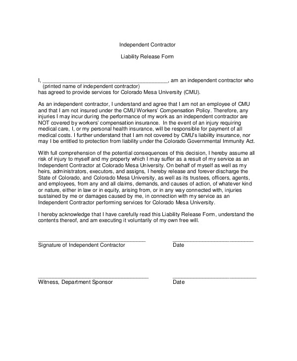 printable liability waiver forms
