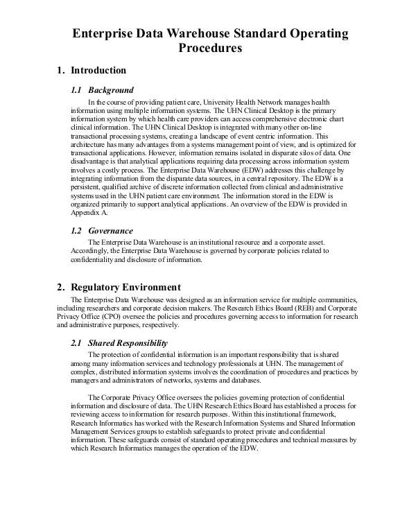 Warehouse Standard Operating Procedures Template 33 sop Templates In Pdf Sample Templates