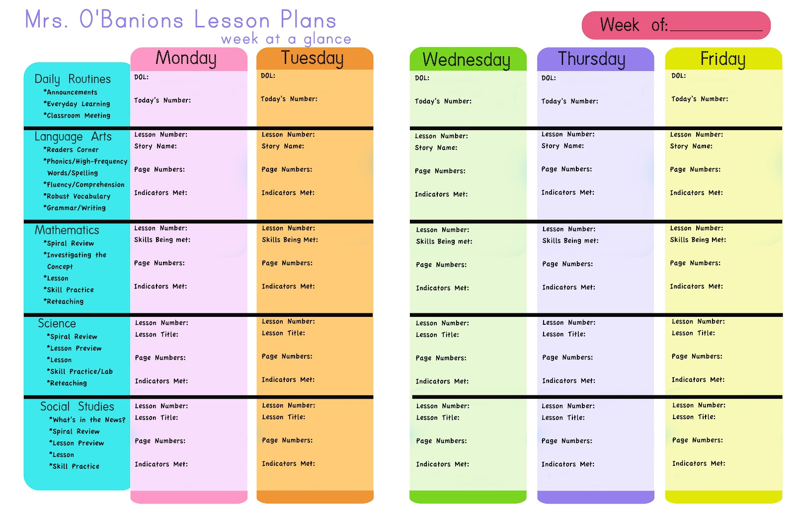 lesson plans and printable
