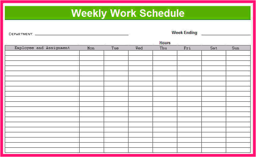 printable weekly schedule template excel planner template
