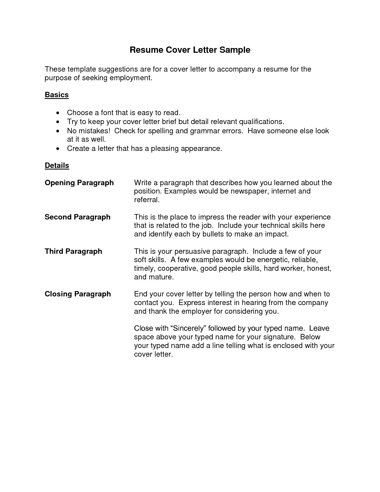 example of cover letter for resume template
