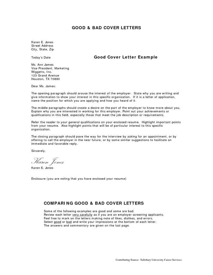 good cover letter examples