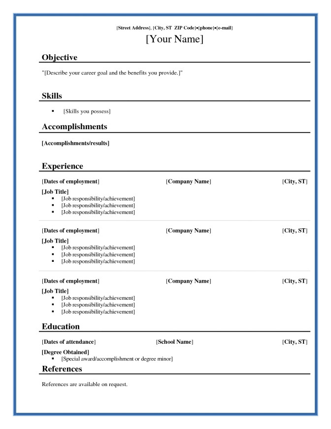 definition of resume template
