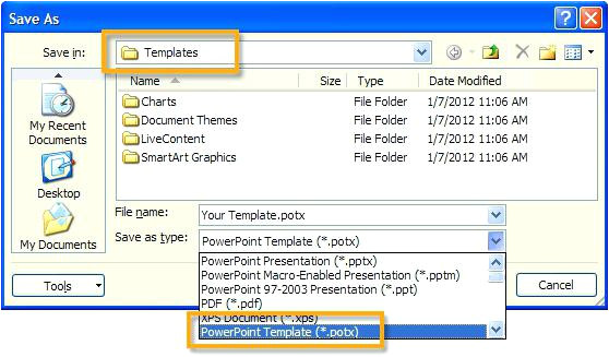 where are powerpoint templates stored