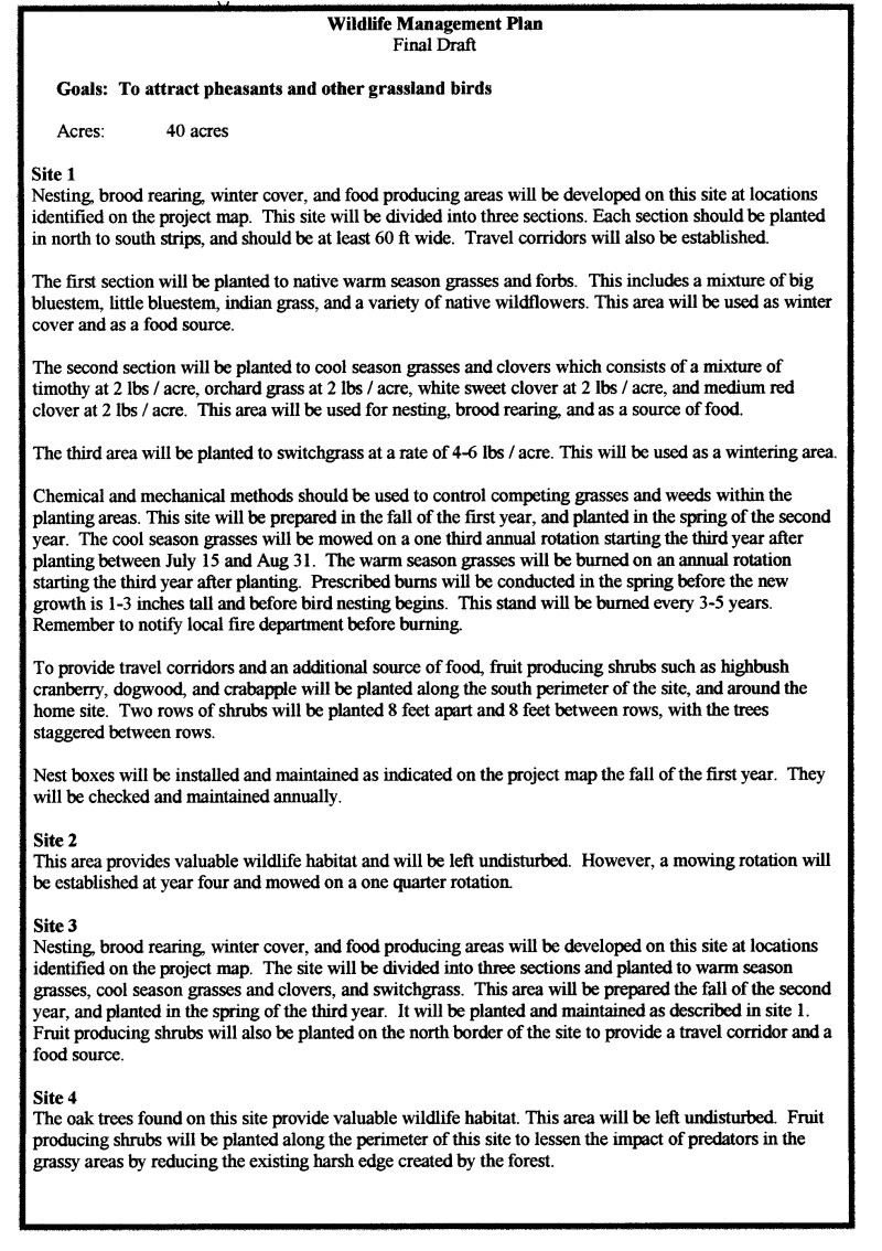 Wildlife Management Plan Template Landowner 39 S Guide Writing A Management Plan