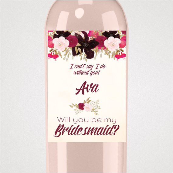 boho bridesmaid proposal wine label
