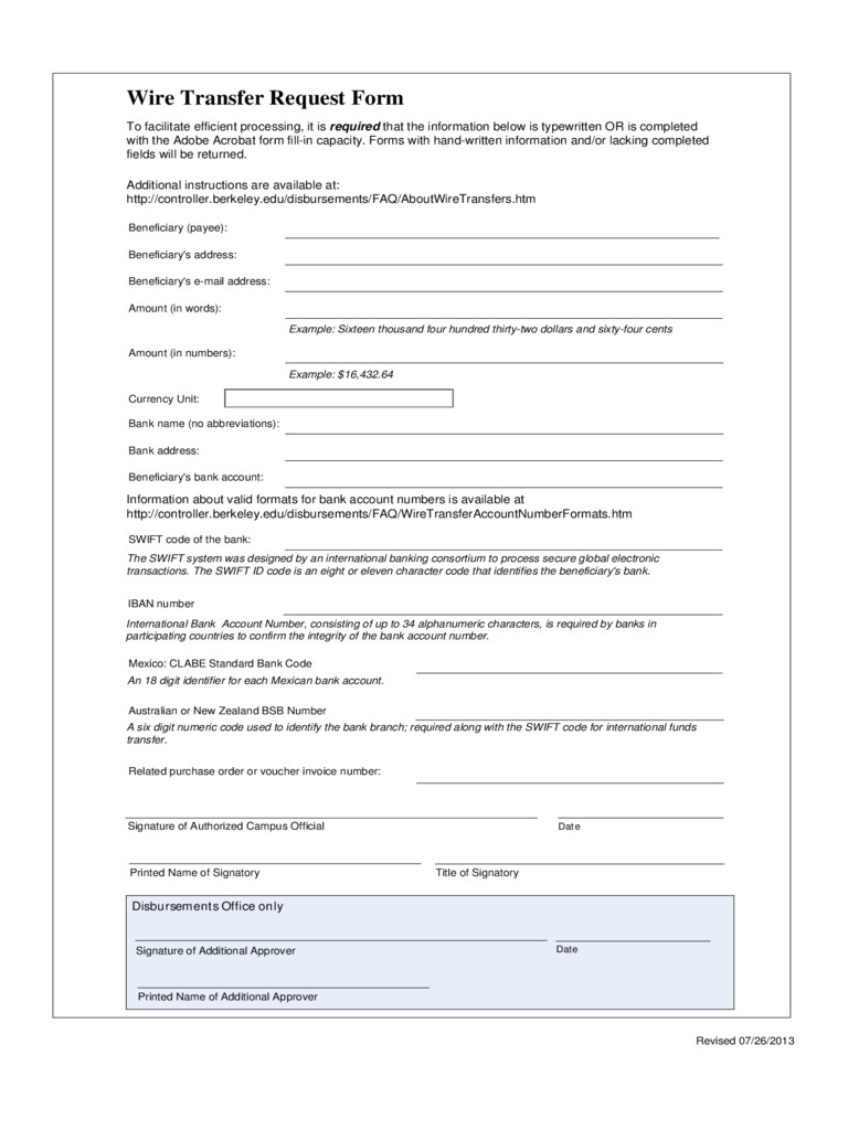 wire transfer form