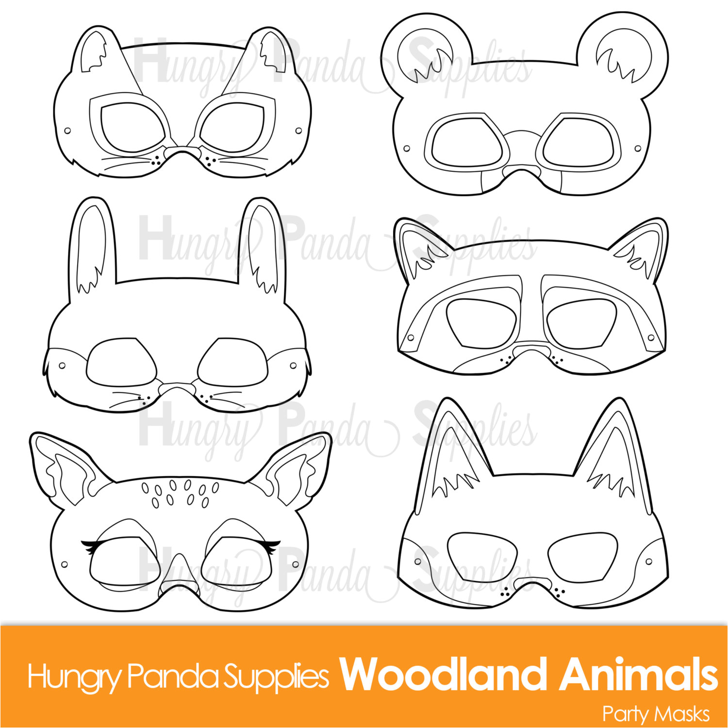 woodland forest animals coloring masks