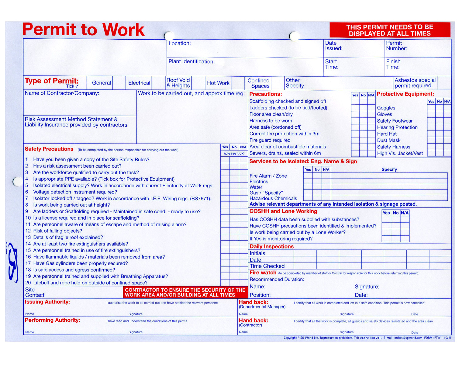 multipurpose permit to work