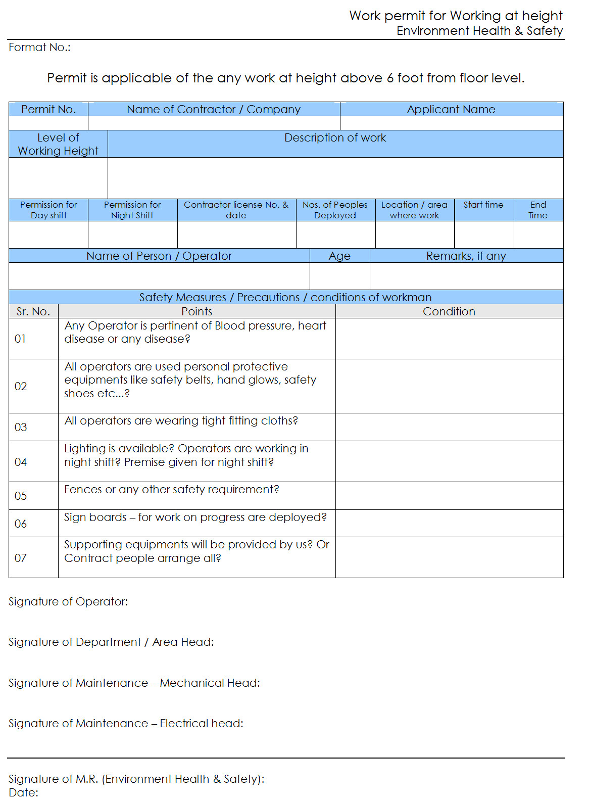 permit to work template word
